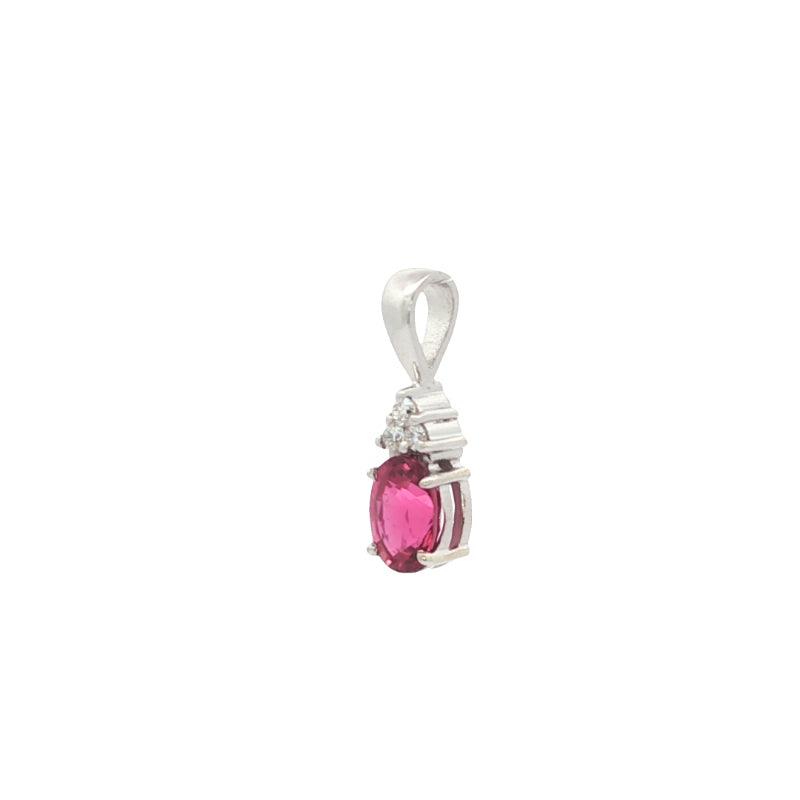 Pink tourmaline and diamond pendant in 9ct white gold