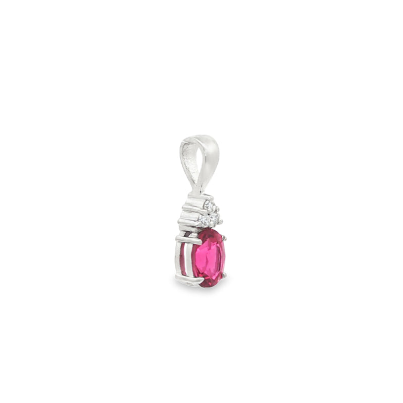 Pink tourmaline and diamond pendant in 9ct white gold