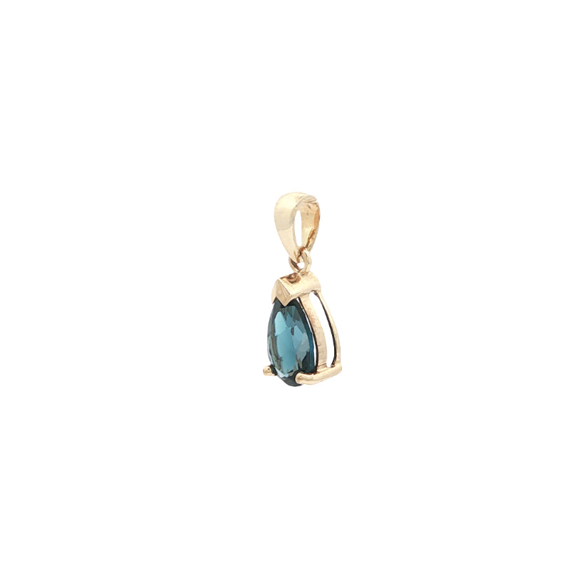 Pear london blue topaz pendant in 9ct yellow gold