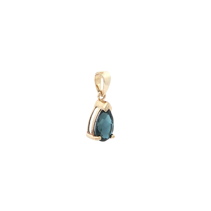 Pear london blue topaz pendant in 9ct yellow gold
