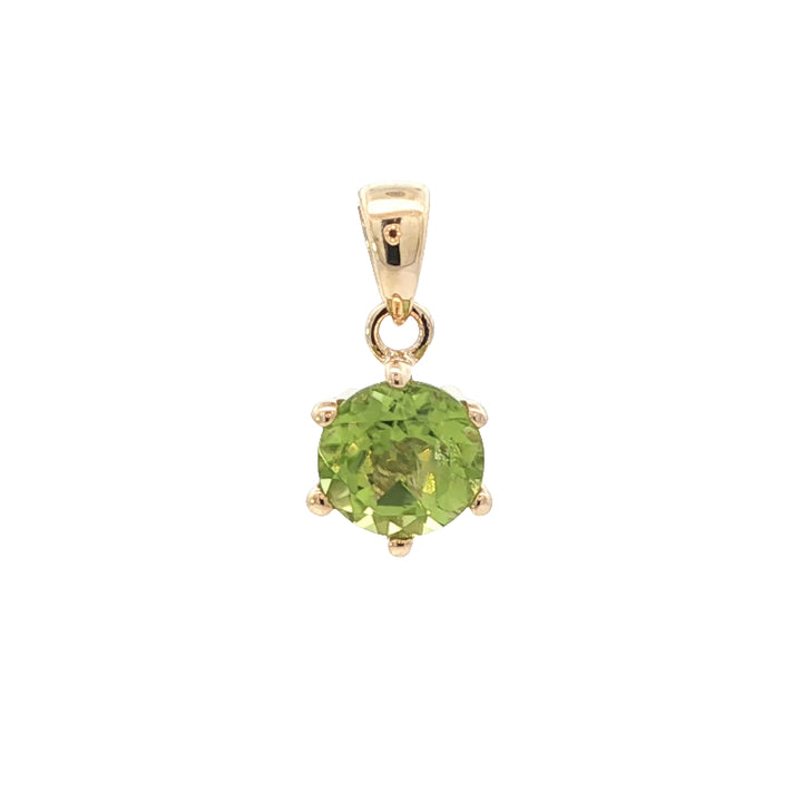 Claw set peridot drop pendant in 9ct yellow gold