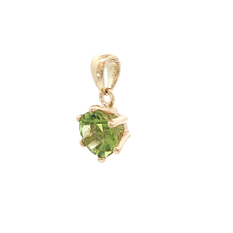 Claw set peridot drop pendant in 9ct yellow gold