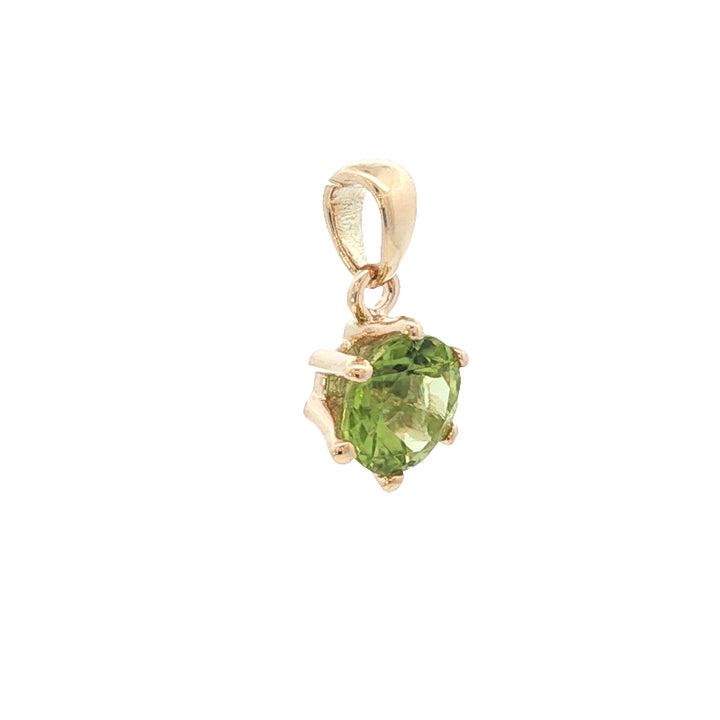 Claw set peridot drop pendant in 9ct yellow gold