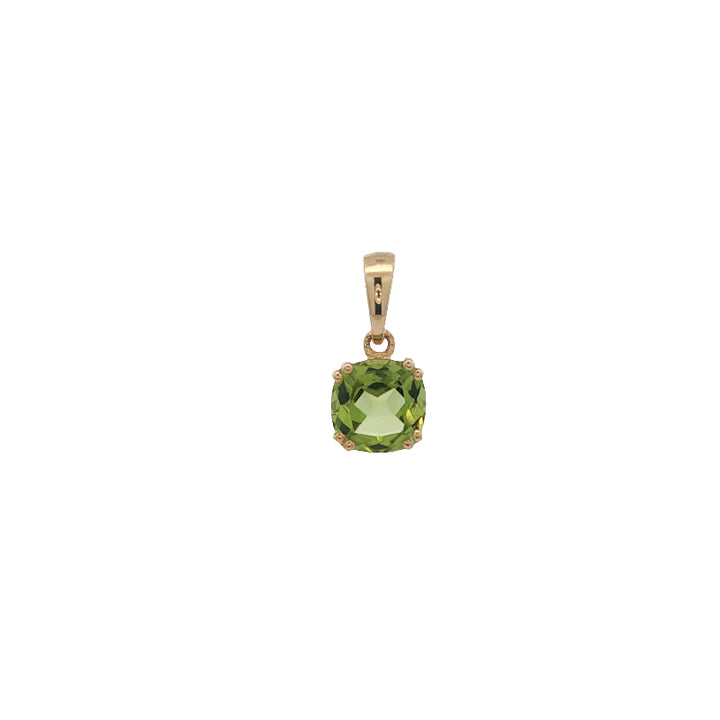 Peridot pendant with fixed bale in 9ct yellow gold