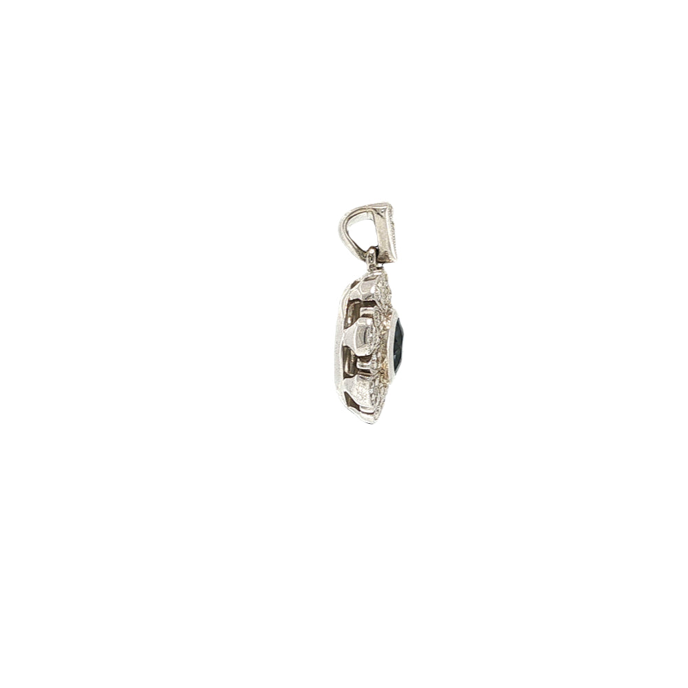 London blue topaz and diamond pendant in 9ct white gold