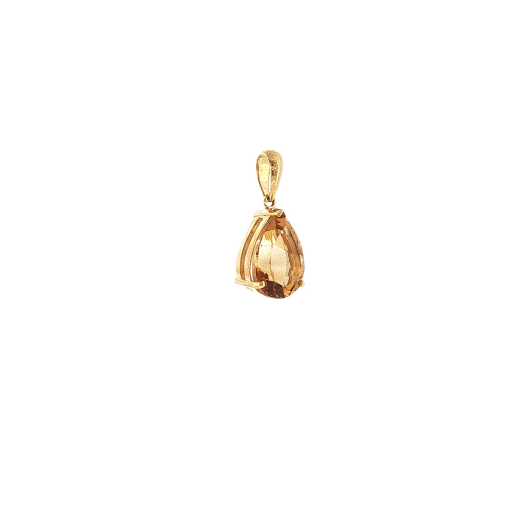 Teardrop citrine pendant in 9ct yellow gold
