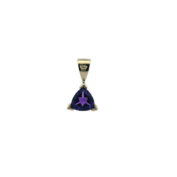 Triangle amethyst pendant in 9ct yellow gold