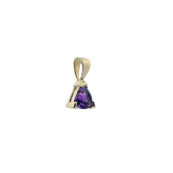 Triangle amethyst pendant in 9ct yellow gold