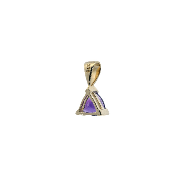 Triangle amethyst pendant in 9ct yellow gold
