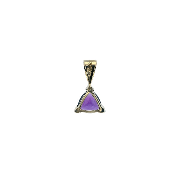 Triangle amethyst pendant in 9ct yellow gold