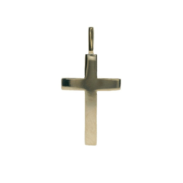 Cross pendant with fixed bale in 9ct yellow gold