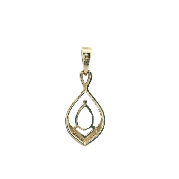 Pear twist aquamarine and diamond pendant in 9ct yellow gold