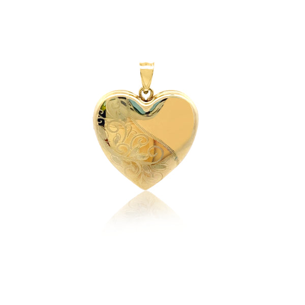 Keepsake cremation engraved heart locket in 9ct yellow gold
