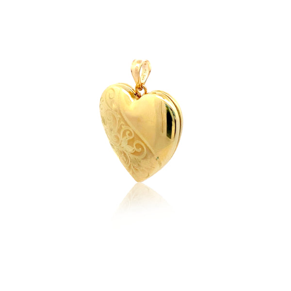 Keepsake cremation engraved heart locket in 9ct yellow gold
