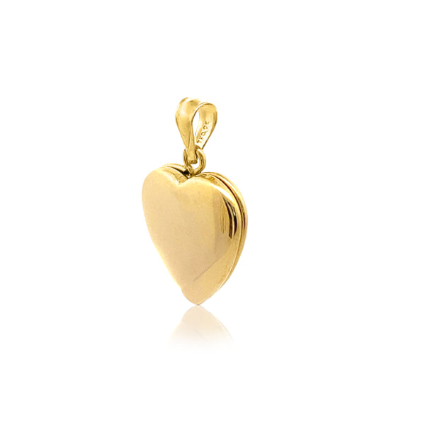 Plain heart locket pendant in 9ct yellow gold