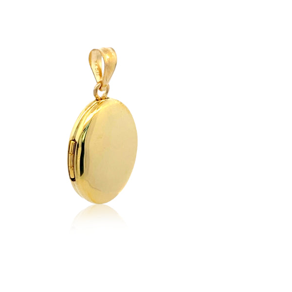 Plain oval locket in 9ct yellow gold