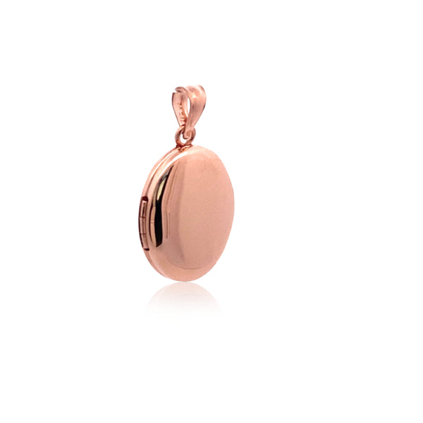 Plain oval locket in 9ct rose gold