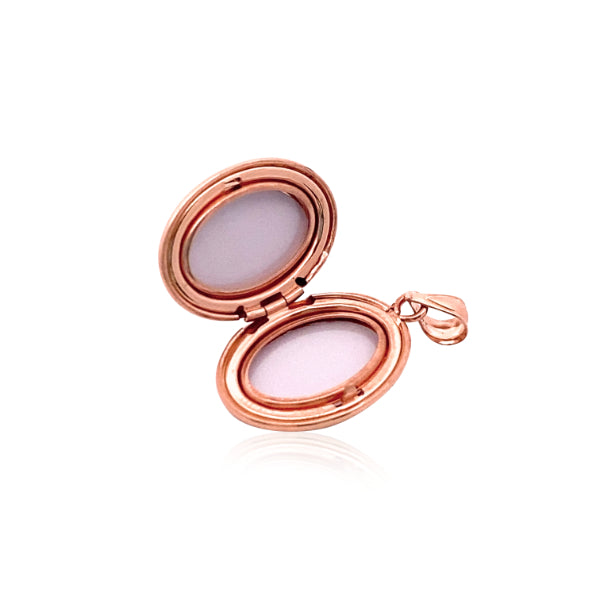 Plain oval locket in 9ct rose gold