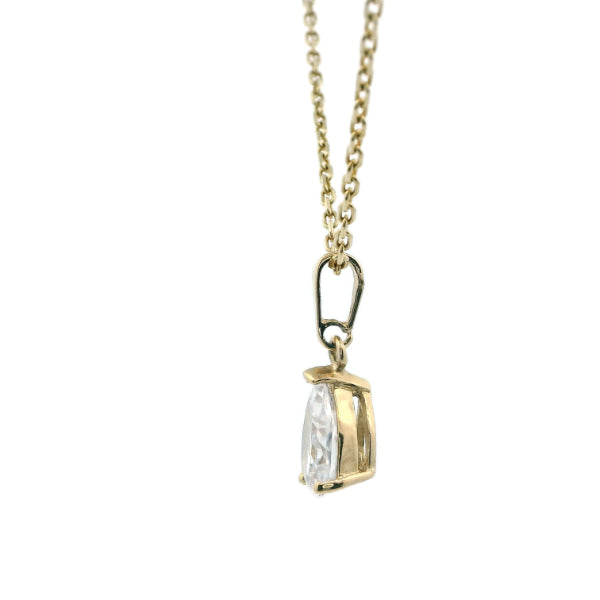 CZ teardrop pendant in 9ct yellow gold on 45cm 9ct yellow gold diamond cut chain