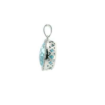 Blue topaz & diamond pendant in 9ct white gold