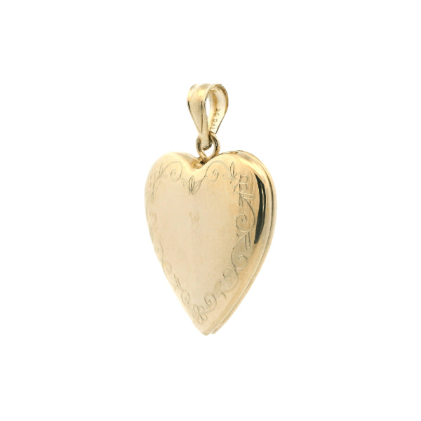 Heart locket with engraved edges in 9ct yellow gold