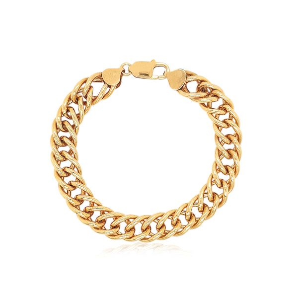 Heavy double curb bracelet with lobster clasp in 9ct yellow gold 19cm