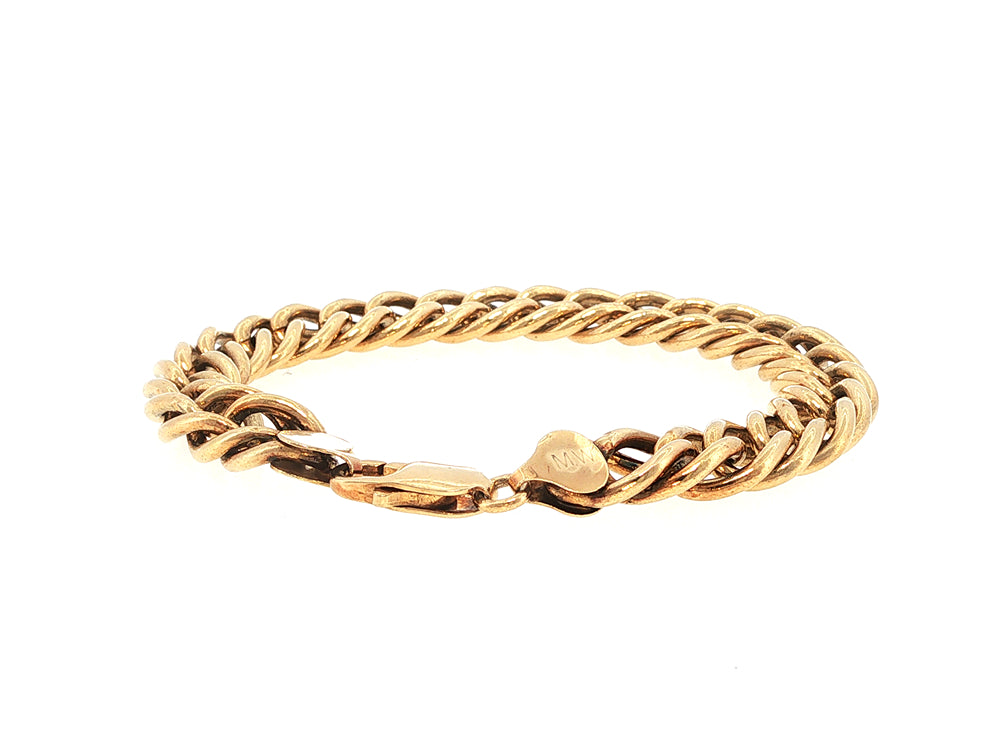 Heavy double curb bracelet with lobster clasp in 9ct yellow gold 19cm