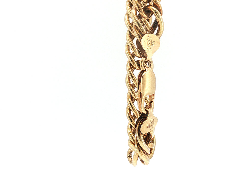 Heavy double curb bracelet with lobster clasp in 9ct yellow gold 19cm