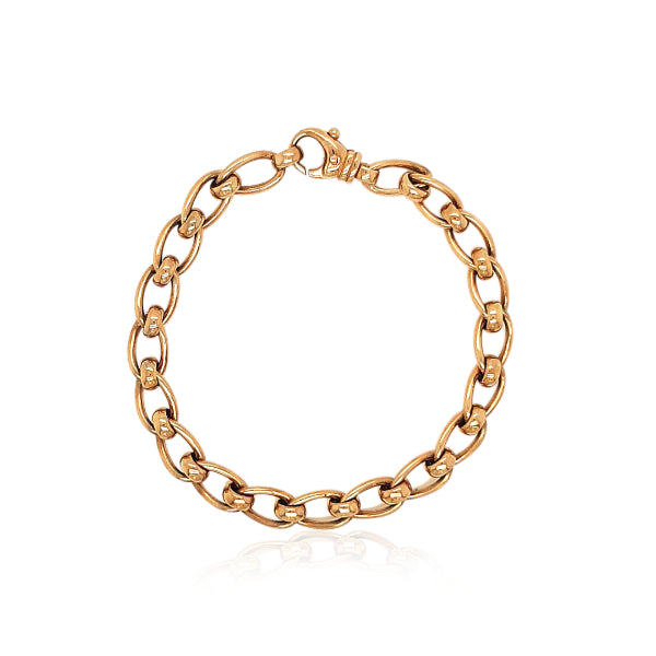 Medium rollercurb bracelet in 9ct yellow gold - 19cm