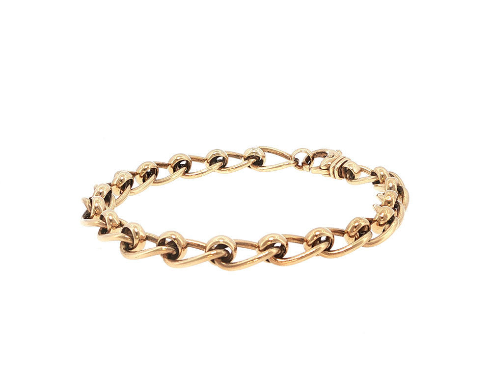 Medium rollercurb bracelet in 9ct yellow gold - 19cm