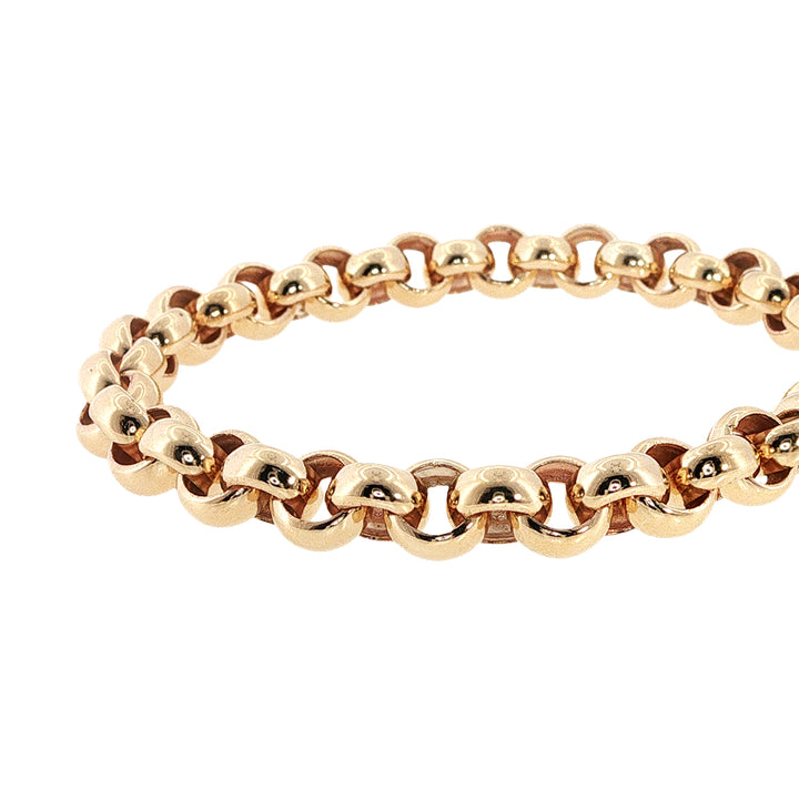 Round belcher bracelet with bolt clasp in 9ct yellow gold