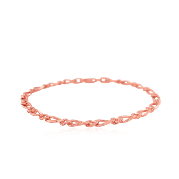 19cm diamond cut figaro bracelet in 9ct pink gold