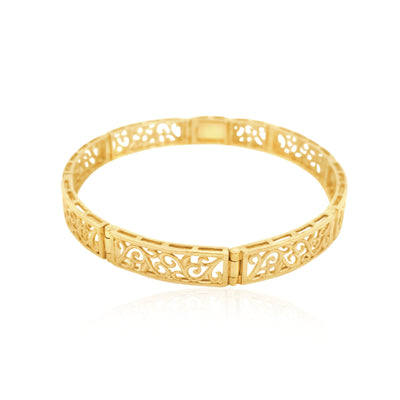 18cm filigree swirl hinged link bracelet in 9ct yellow gold