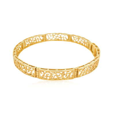 18cm filigree swirl hinged link bracelet in 9ct yellow gold