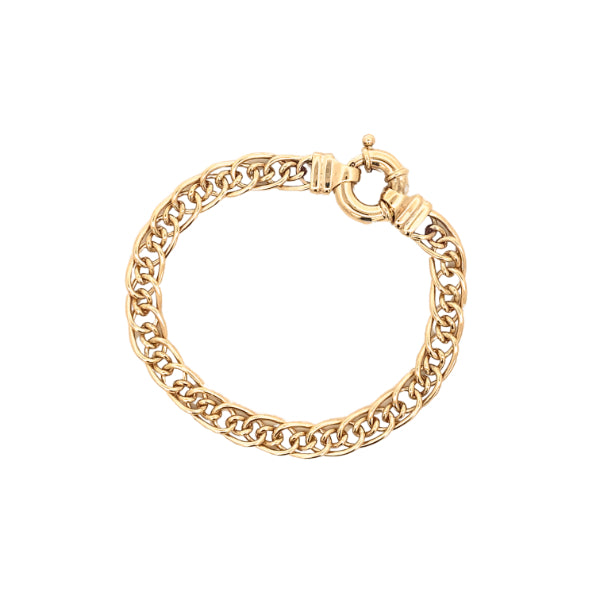 Double oval curb link bracelet in 9ct yellow gold