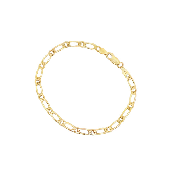 Figaro diamond cut curb 1+1 bracelet in 9ct yellow gold - 19cm