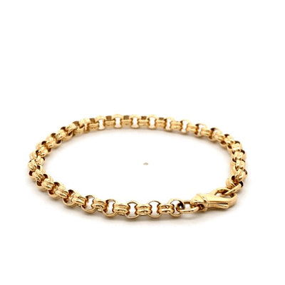 Ridged round belcher bracelet in 9ct yellow gold - 19cm