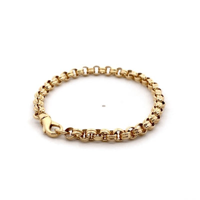 Ridged round belcher bracelet in 9ct yellow gold - 19cm