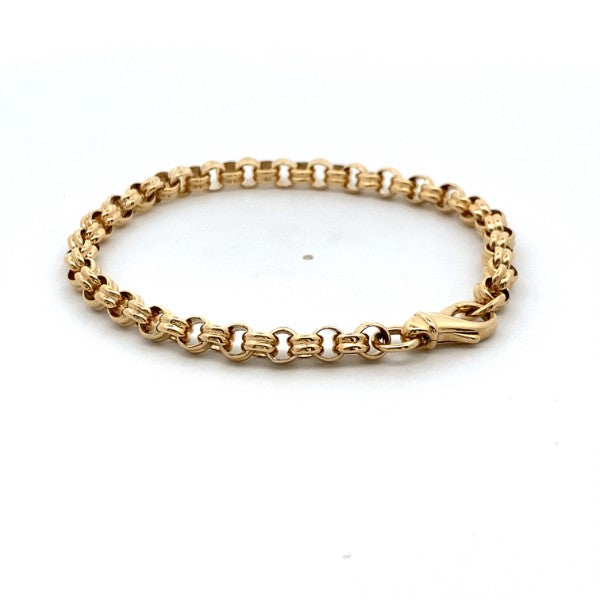 Ridged round belcher bracelet in 9ct yellow gold - 19cm