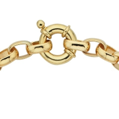 Oval belcher bracelet with bolt clasp in 9ct yellow gold