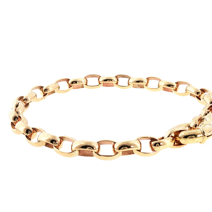 Oval belcher bracelet with bolt clasp in 9ct yellow gold