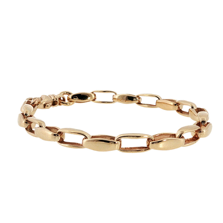 Long link oval belcher bracelet in 9ct yellow gold