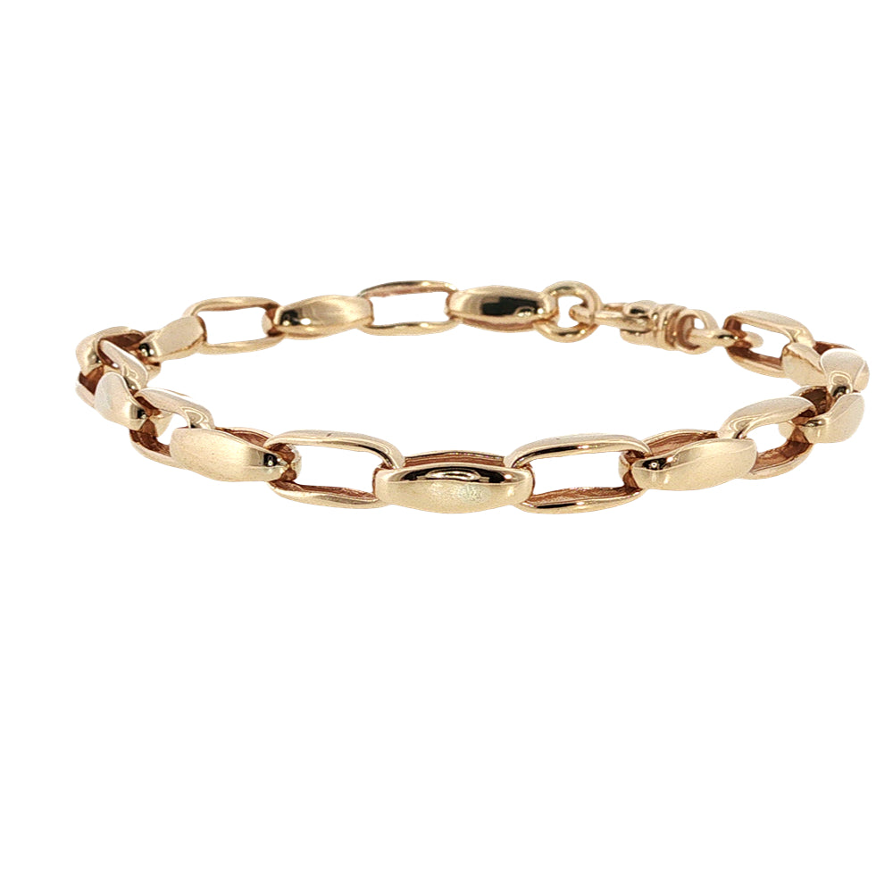 Long link oval belcher bracelet in 9ct yellow gold