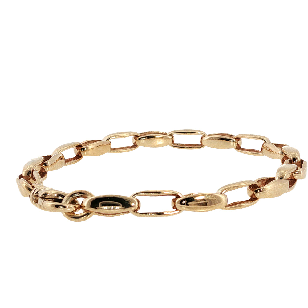 Long link oval belcher bracelet in 9ct yellow gold