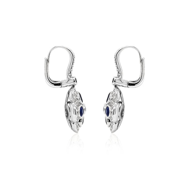 Ceylon sapphire and diamond drop earrings in 18ct white gold