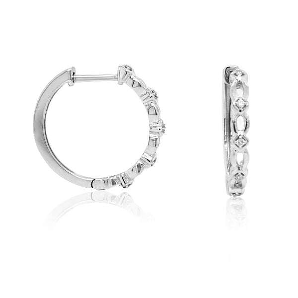 Diamond set fancy link hoop earrings in 9ct white gold