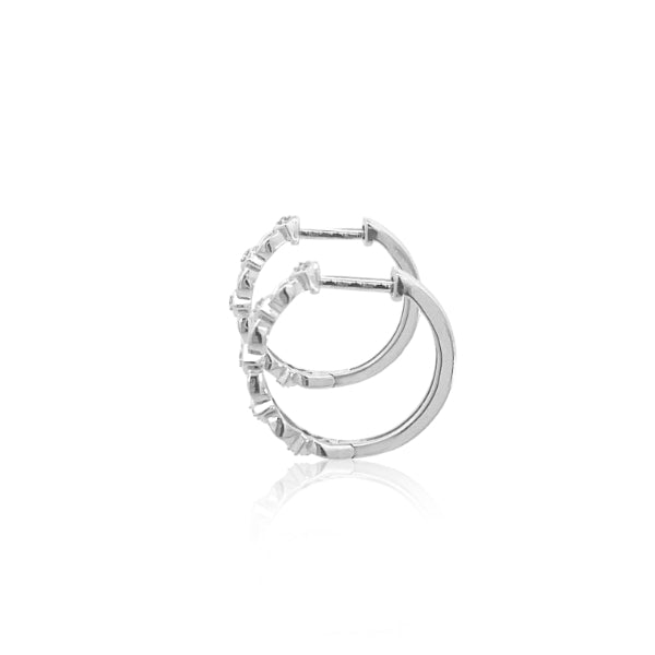 Diamond set huggie earrings in 9ct white gold