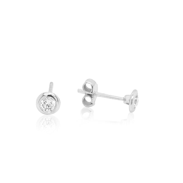 Rubover diamond stud earrings in 9ct white gold - 0.35ct