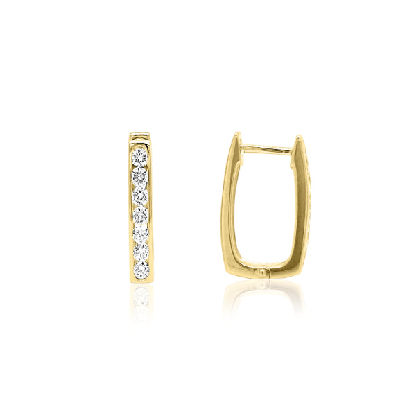 Diamond bar huggie earrings in 9ct yellow gold