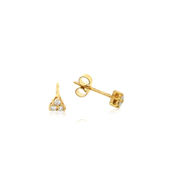 Diamond triangle stud earrings in 9ct yellow gold
